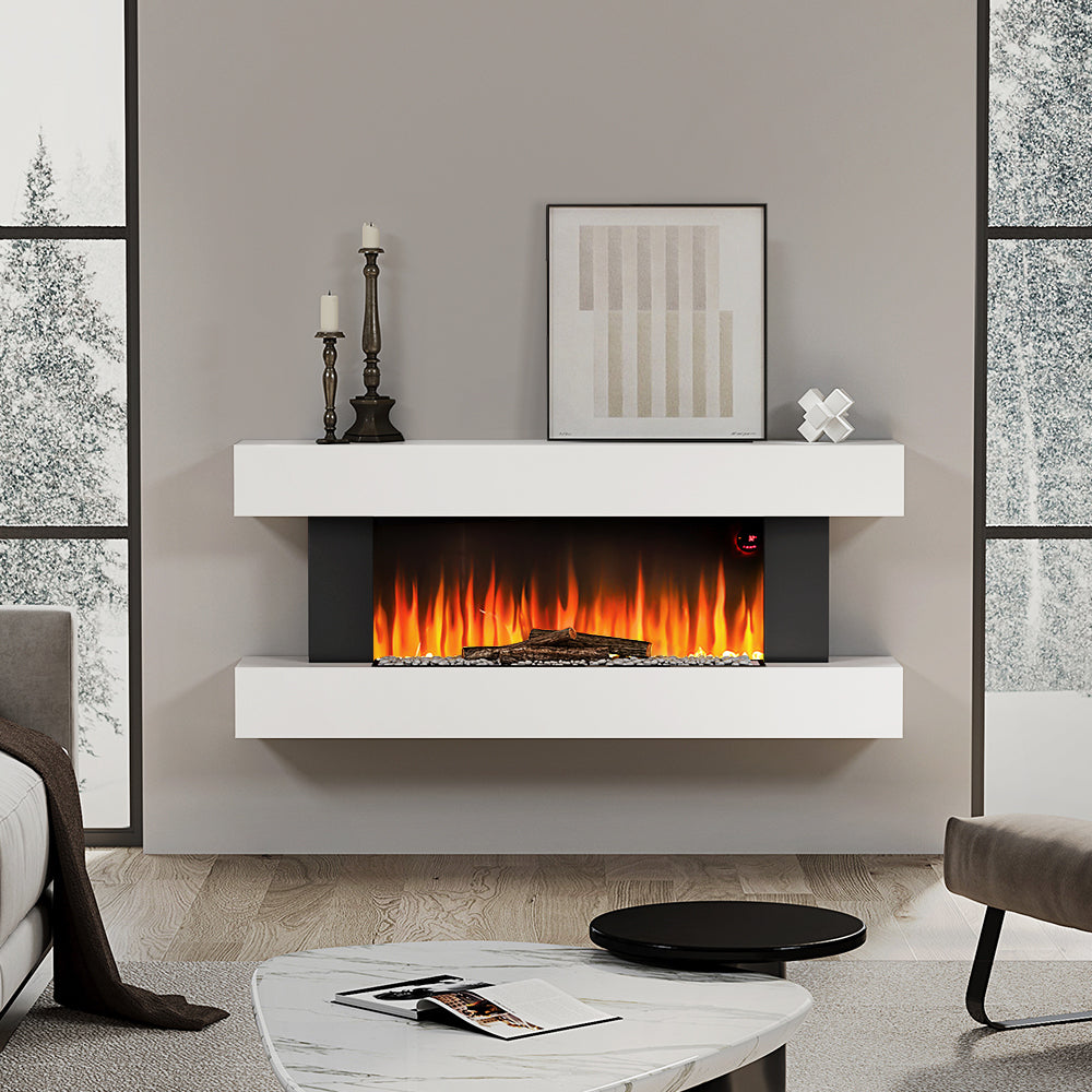Contemporary Wall-Mounted/ Freestanding Electric Fireplace with Remote Control 2
