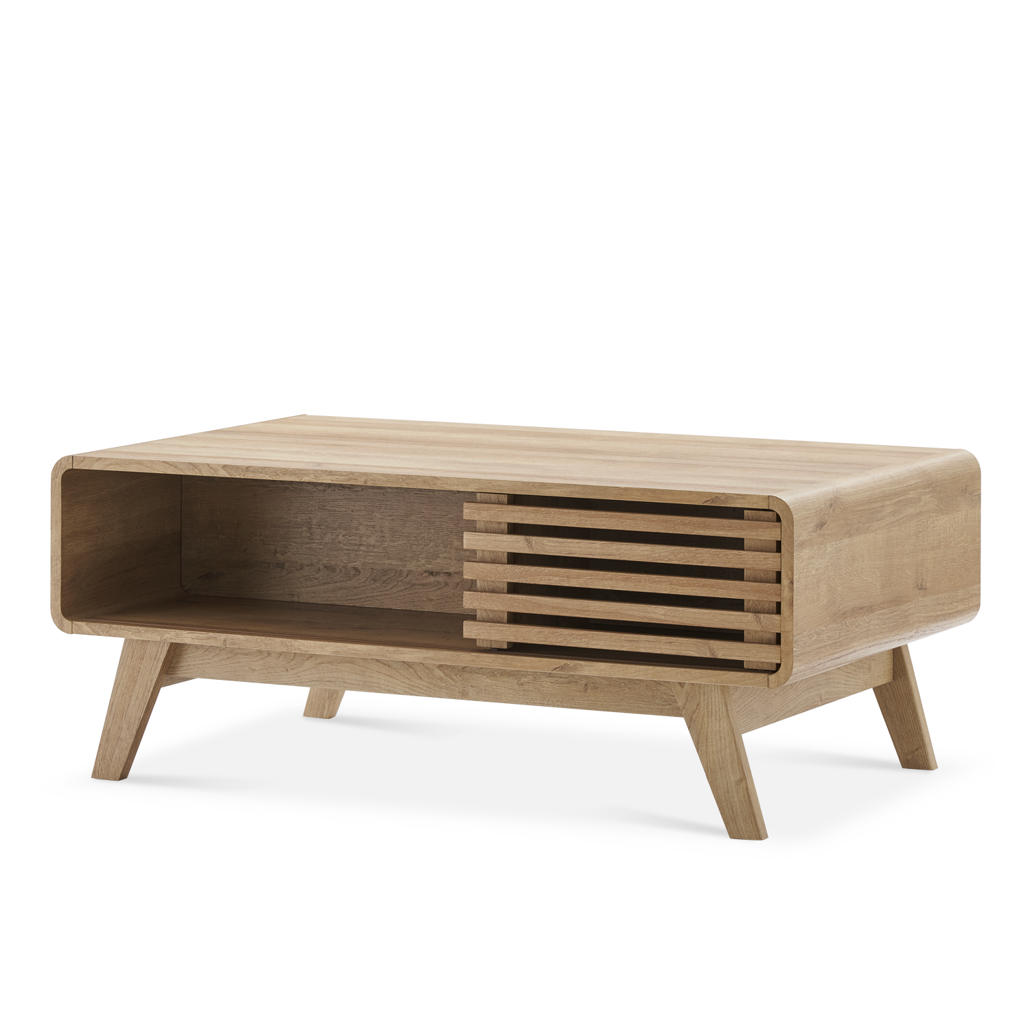 Kanso storage coffee table in oak-effect finish — MOKURRA