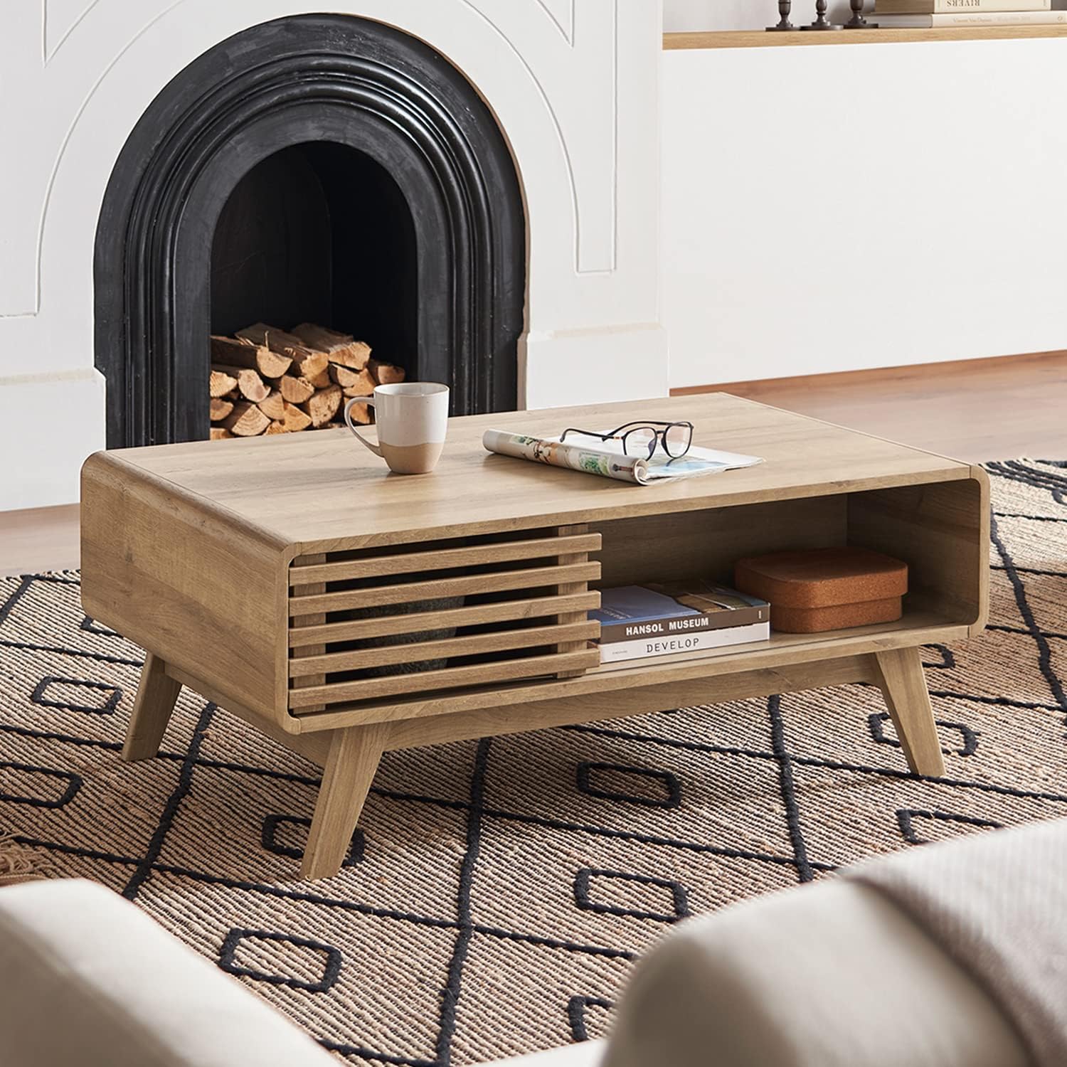 Kanso storage coffee table in oak-effect finish — MOKURRA