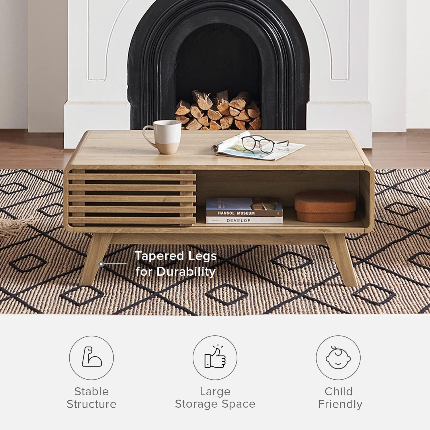 Kanso storage coffee table in oak-effect finish — MOKURRA
