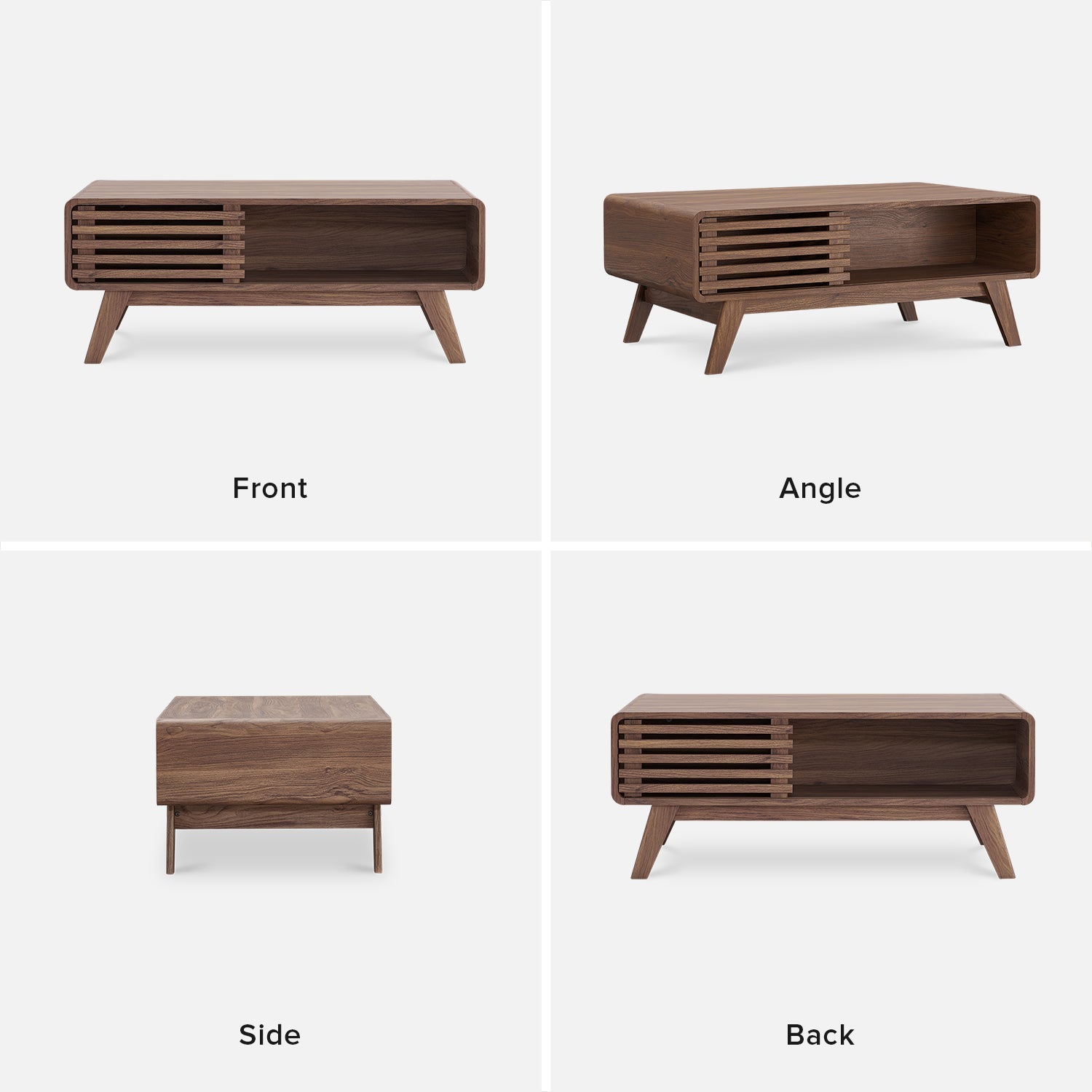 Kanso storage coffee table in walnut-effect finish — MOKURRA