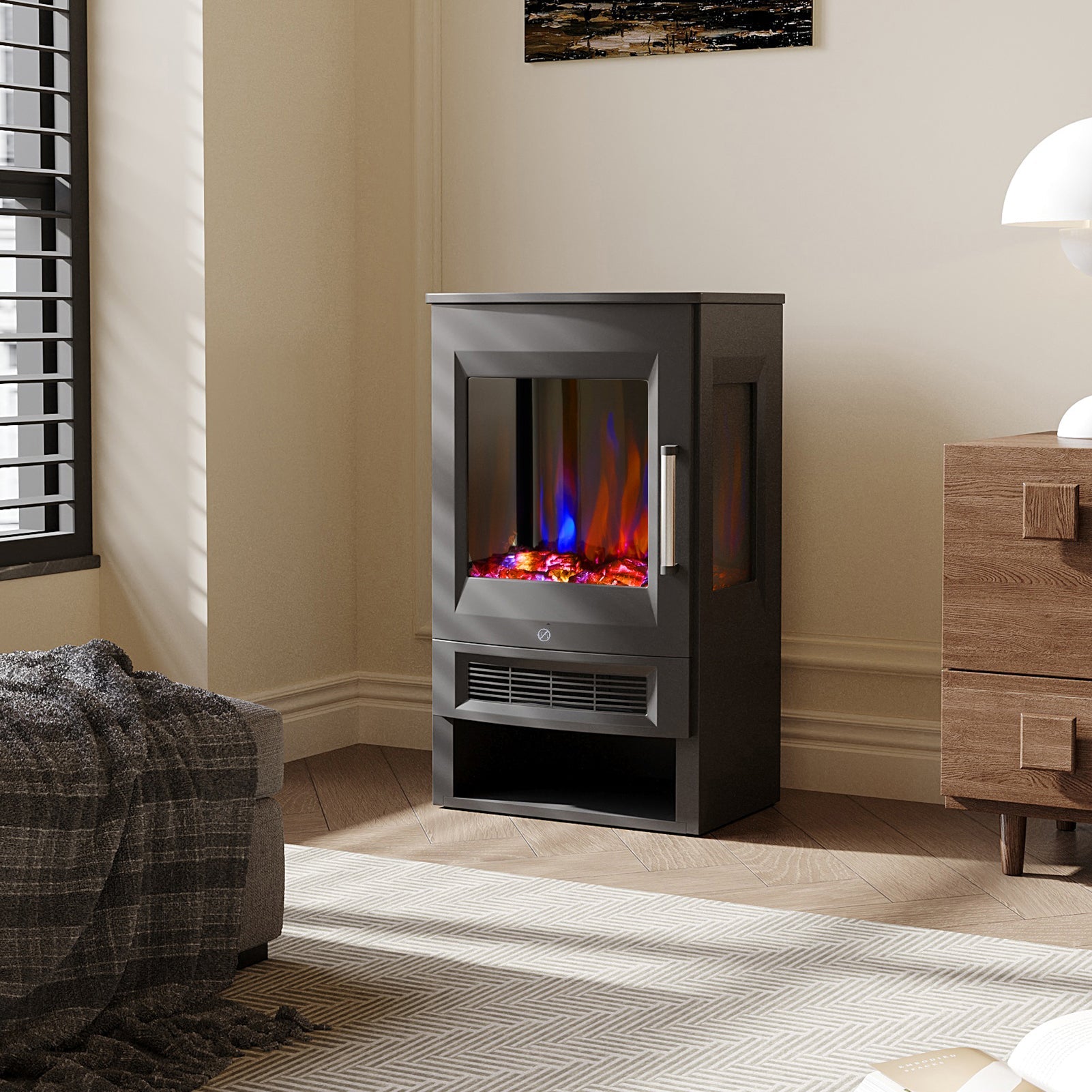Freestanding LED Electric Fireplace with Remote Control 4