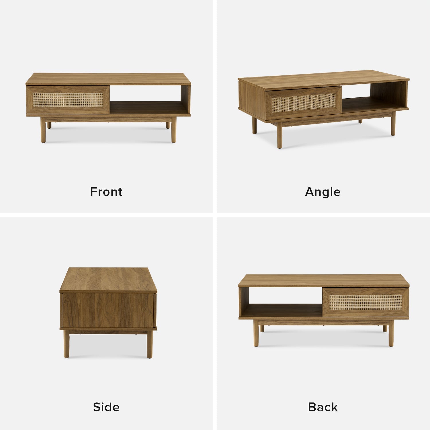 Ami low storage unit with rattan sliding doors — MOKURRA
