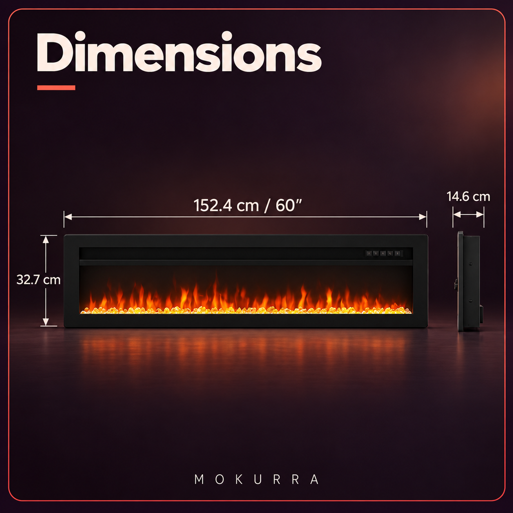60″ Electric Fireplace with 12 Flame Colours — Sumi