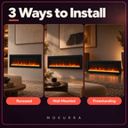 60″ Electric Fireplace with 12 Flame Colours — Sumi
