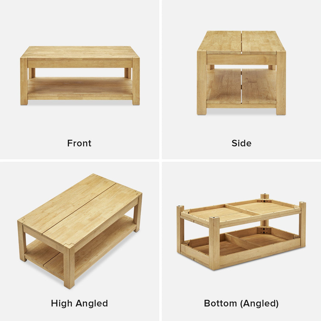 Muku solid rubberwood rectangular coffee table — MOKURRA