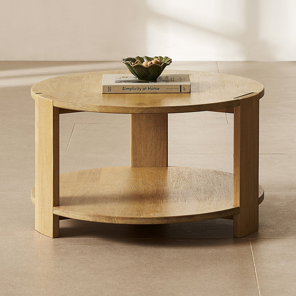 Muku solid rubberwood round coffee table — MOKURRA