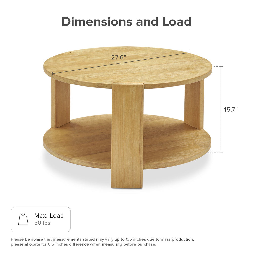 Muku solid rubberwood round coffee table — MOKURRA