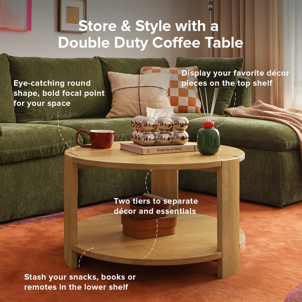 Muku solid rubberwood round coffee table — MOKURRA