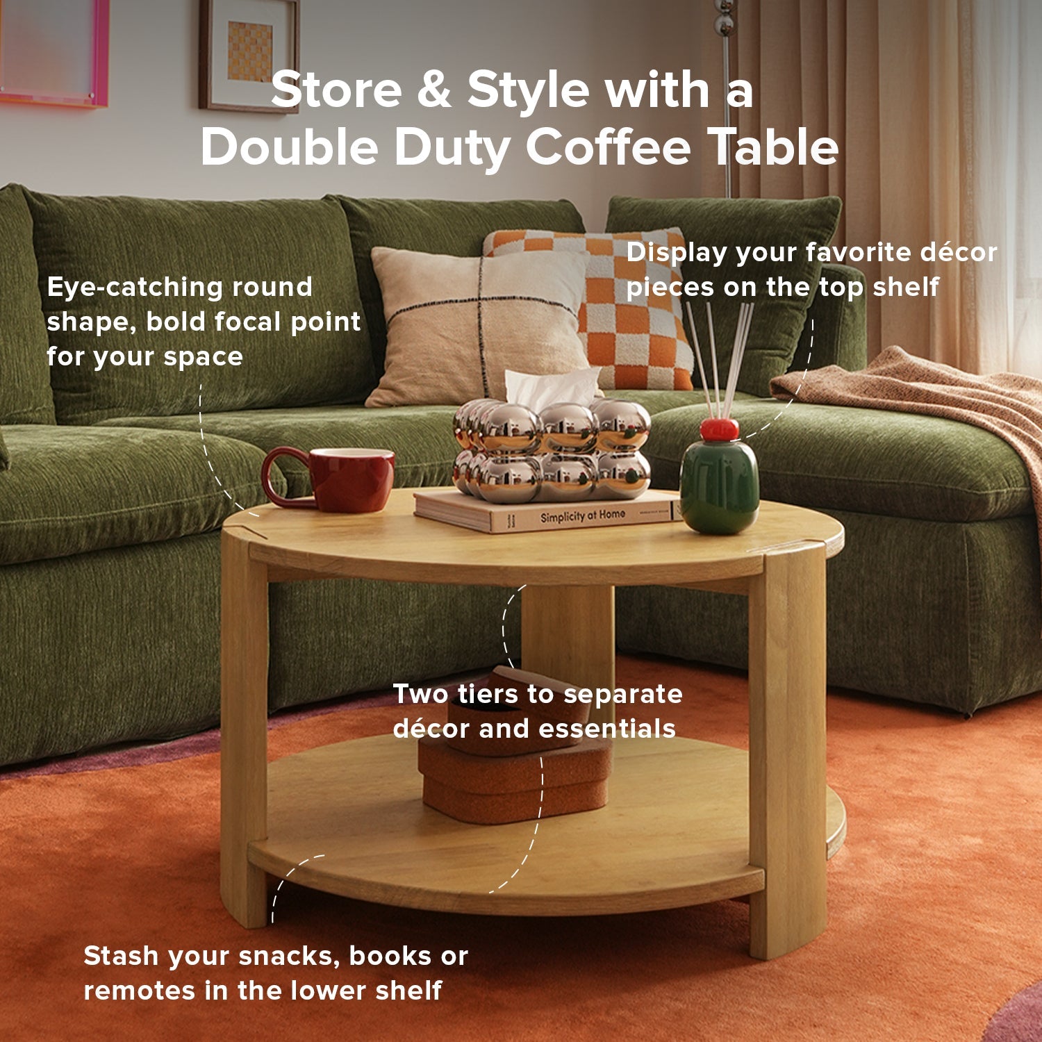 Muku solid rubberwood round coffee table — MOKURRA