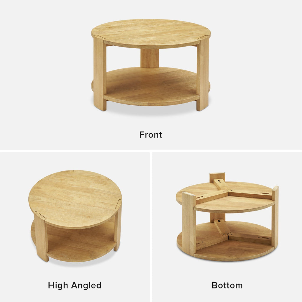 Muku solid rubberwood round coffee table — MOKURRA