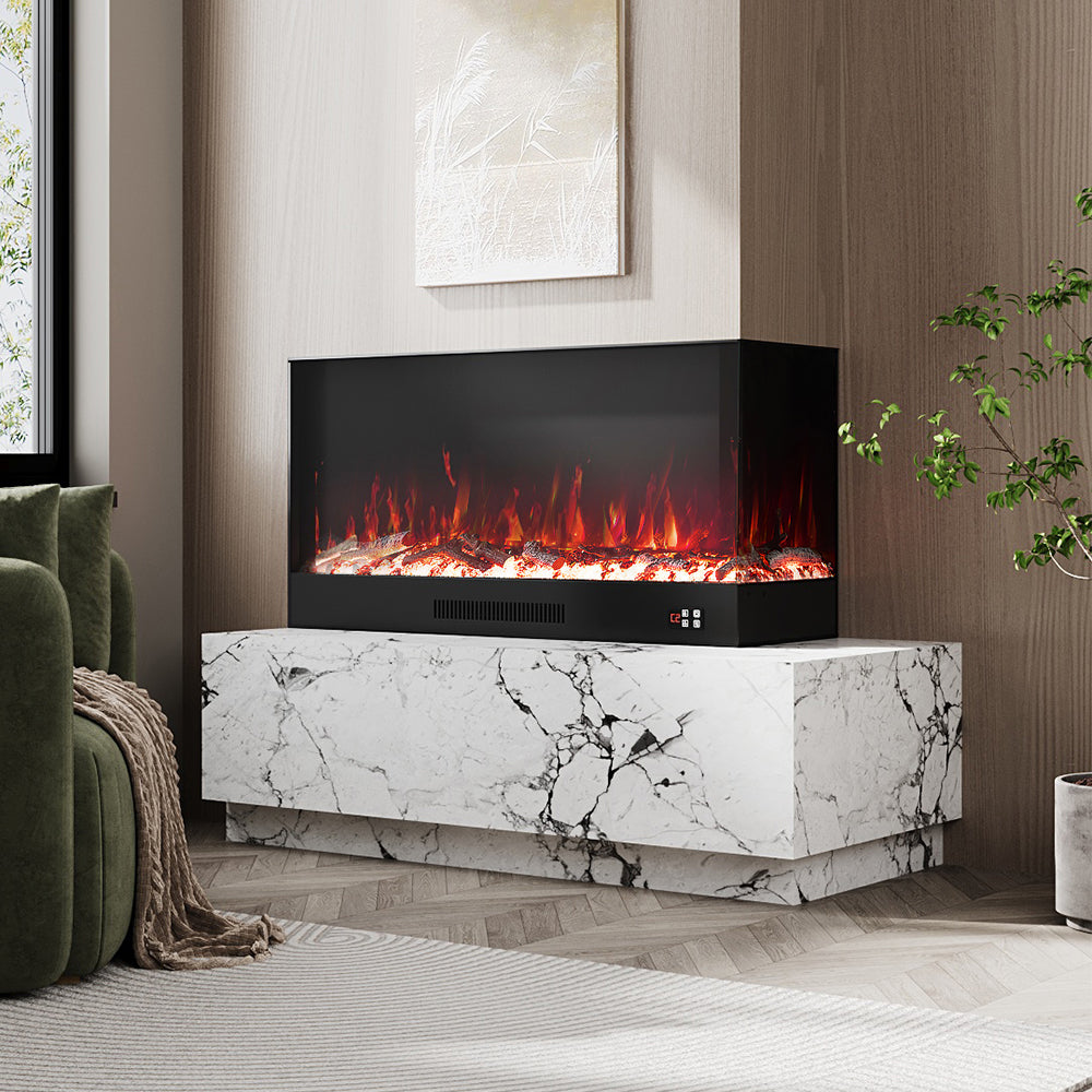 Modern Recessed Electric Fireplace with Remote & 12 Flame Colours 0