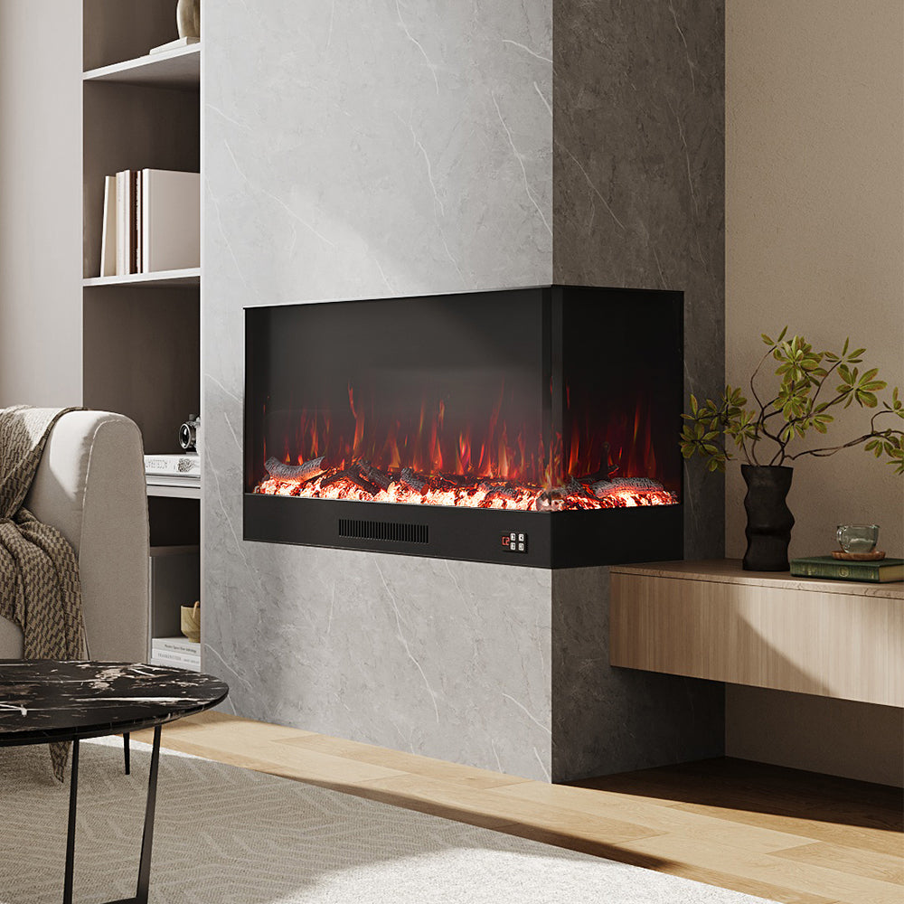 Modern Recessed Electric Fireplace with Remote & 12 Flame Colours 3