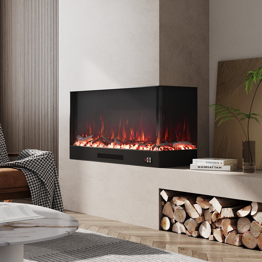 Modern Recessed Electric Fireplace with Remote & 12 Flame Colours 4