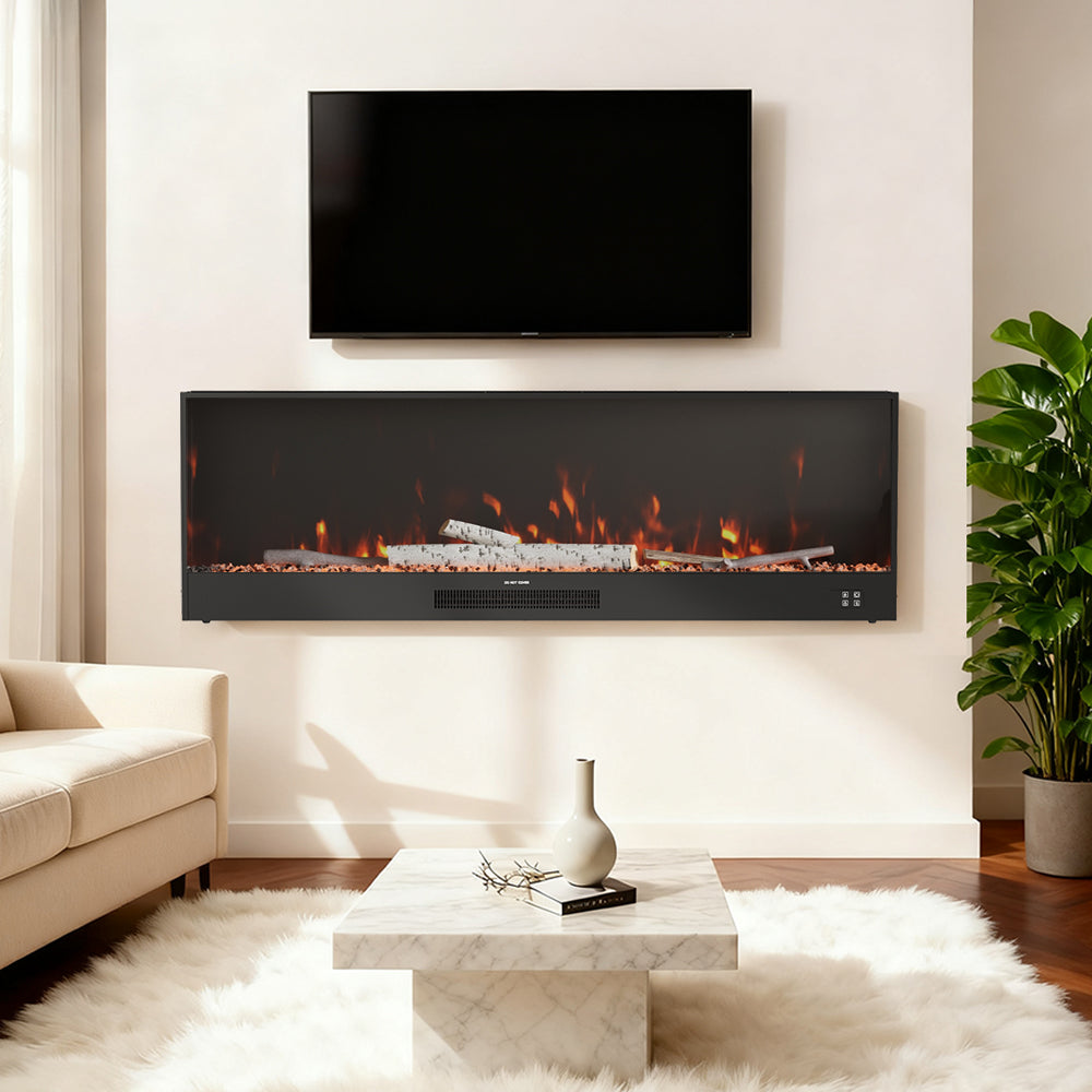 Modern Recessed LED Electric Fireplace with Remote Control 2