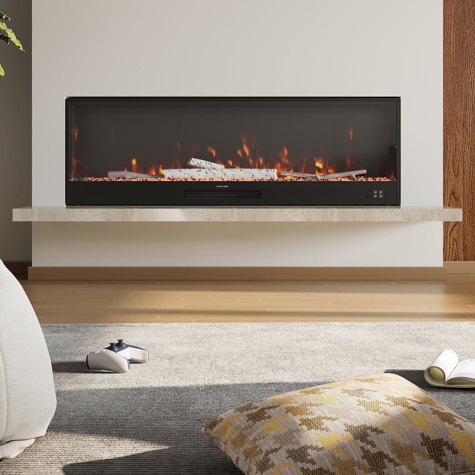 Modern Recessed LED Electric Fireplace with Remote Control 3