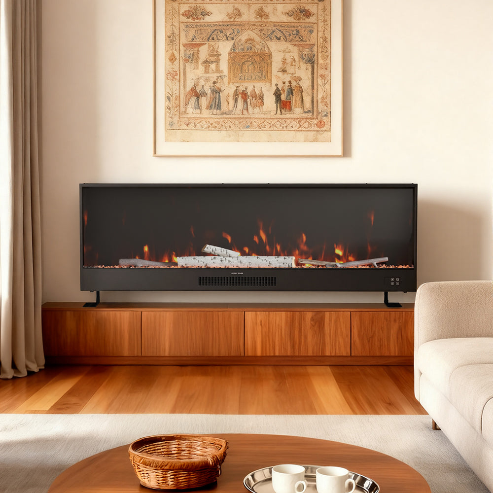 Modern Recessed LED Electric Fireplace with Remote Control 4