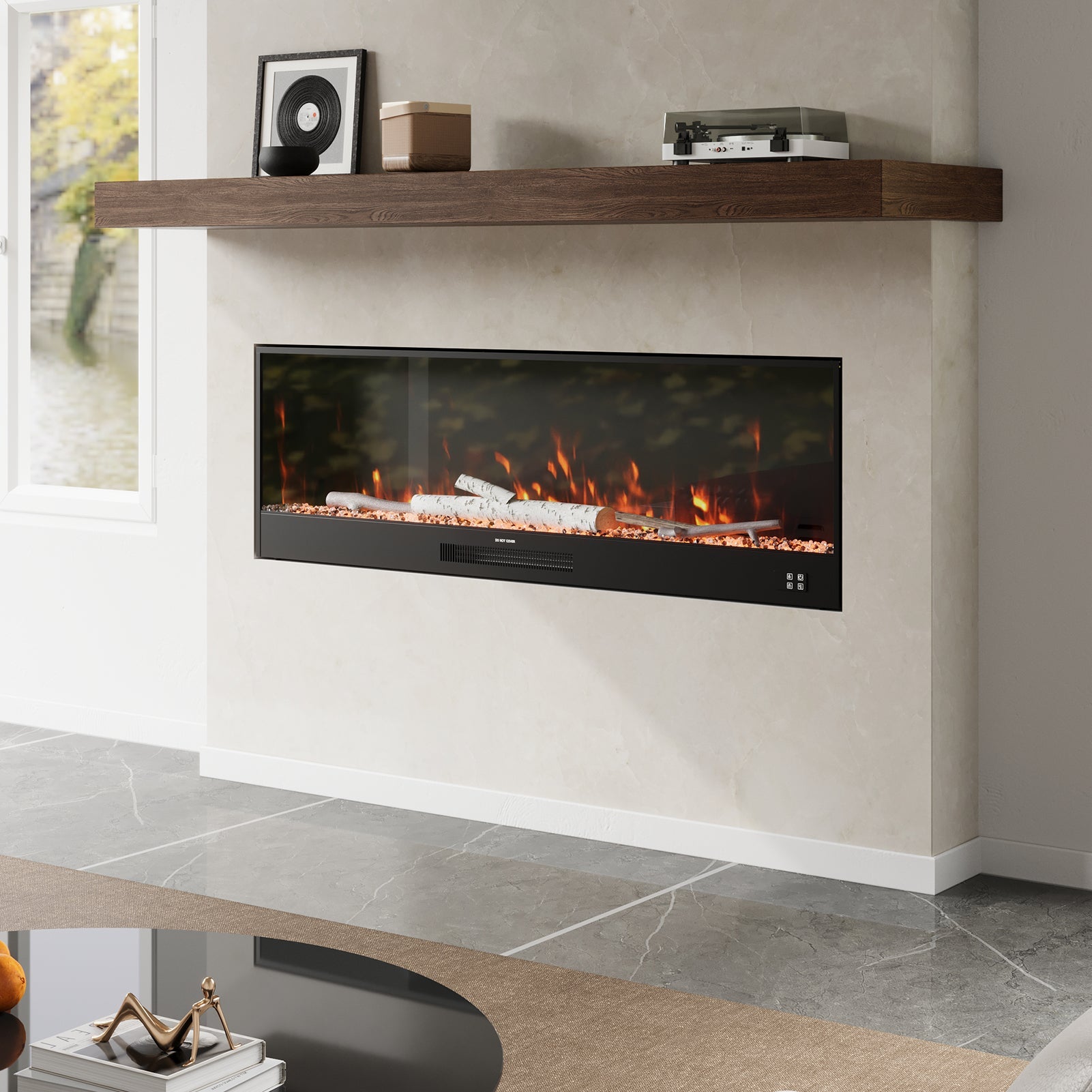 Modern Recessed LED Electric Fireplace with Remote Control 6