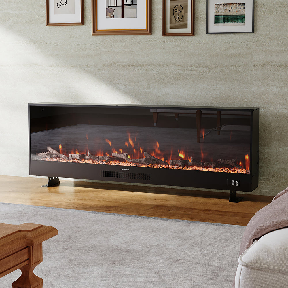 Modern Recessed LED Electric Fireplace with Remote Control 7