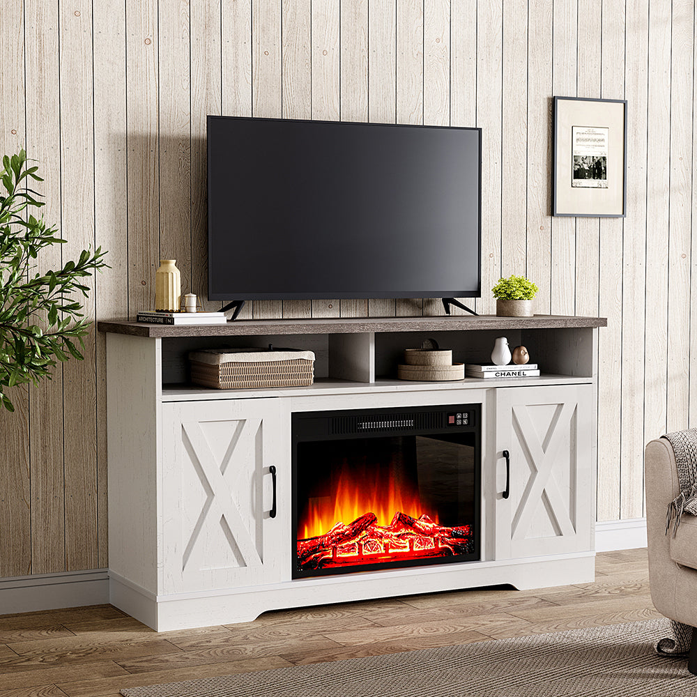 Recessed Electric Fireplace Suite with TV Stand 0
