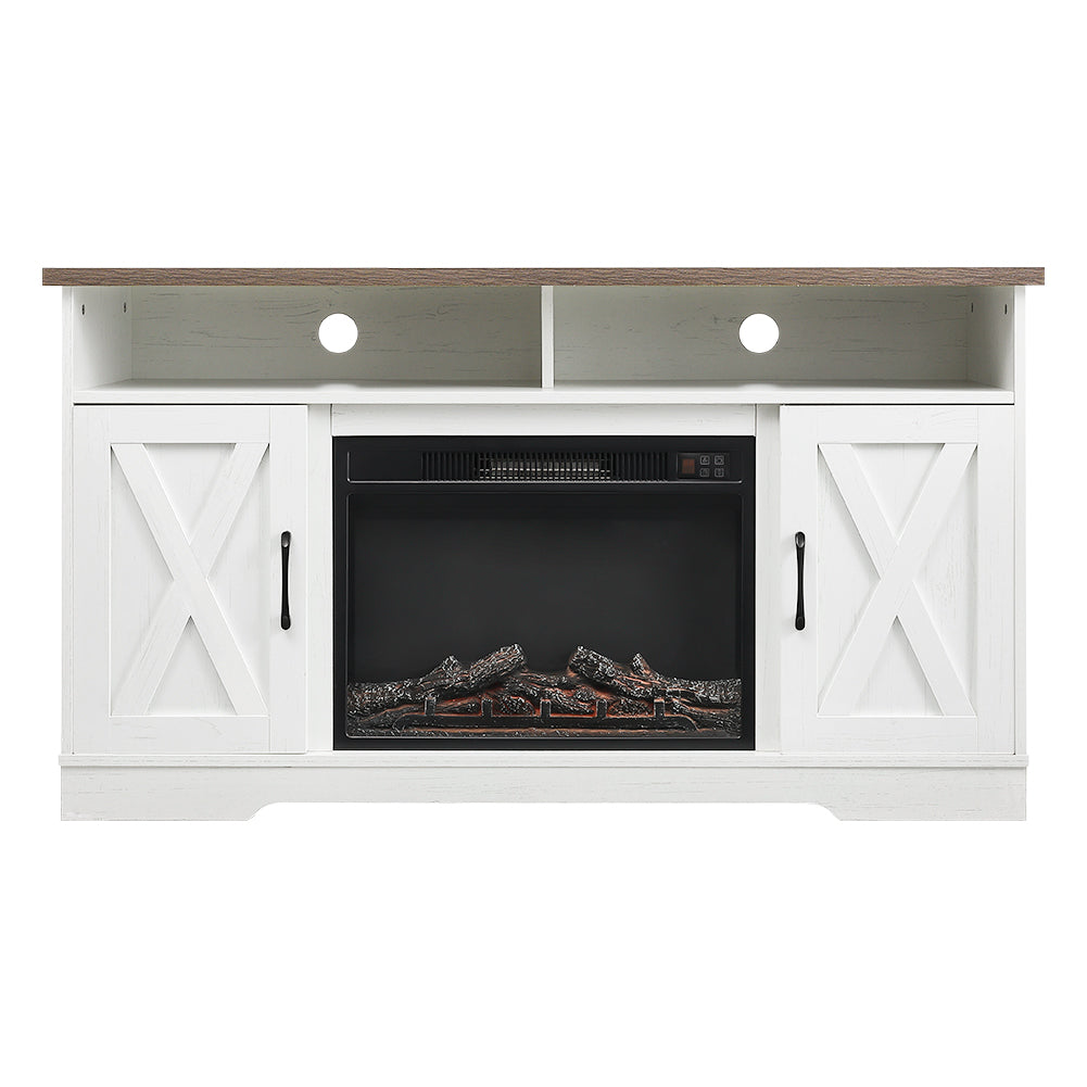 Recessed Electric Fireplace Suite with TV Stand 1