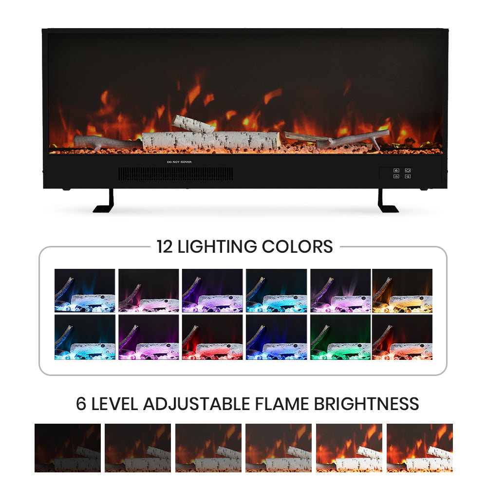 Recessed Electric Fireplace with Remote Control & Adjustable Flame Brightness 5