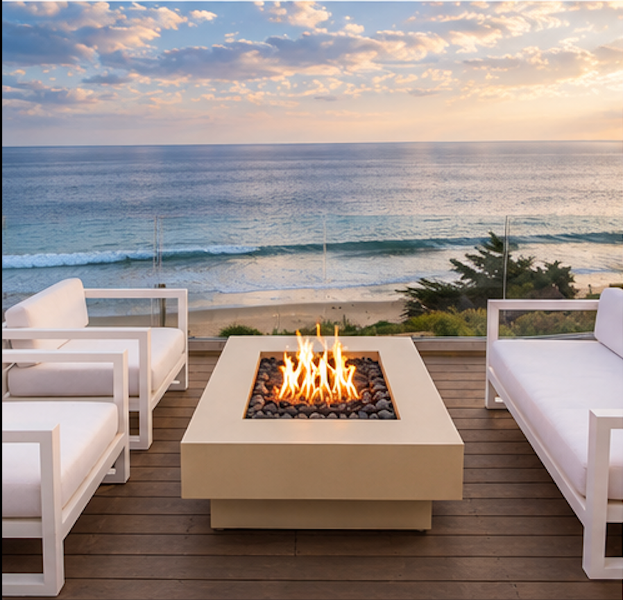 Terrill Fire Pit Coffee Table, Bioethanol or Gas, Floating Top