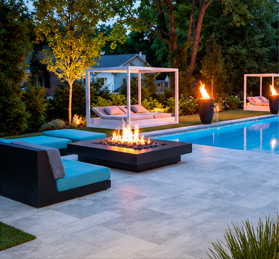 Terrill Fire Pit Coffee Table, Bioethanol or Gas, Floating Top