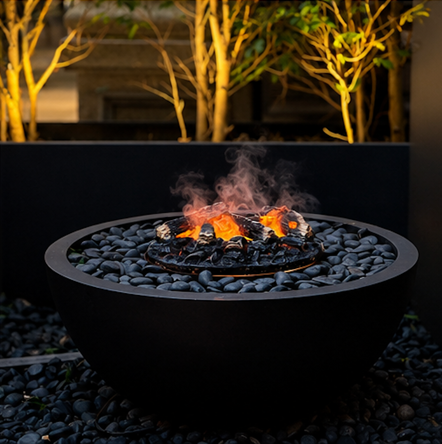 Wieland Fire Bowl, Bioethanol or Gas, Round Stainless Steel