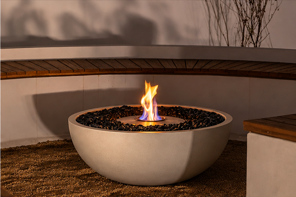 Wieland Fire Bowl, Bioethanol or Gas, Round Stainless Steel