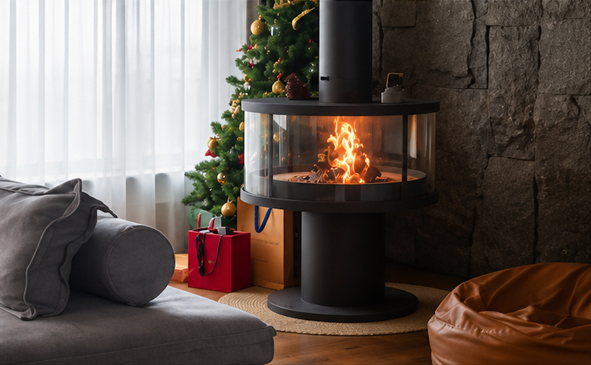 Leslie 360° Glass Wood Burning Stove – Modern Freestanding Log Burner