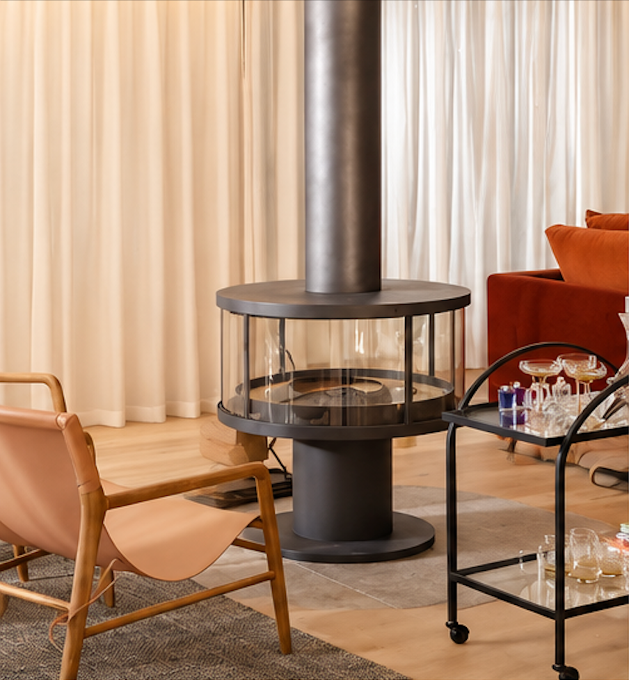 Leslie 360° Glass Wood Burning Stove – Modern Freestanding Log Burner