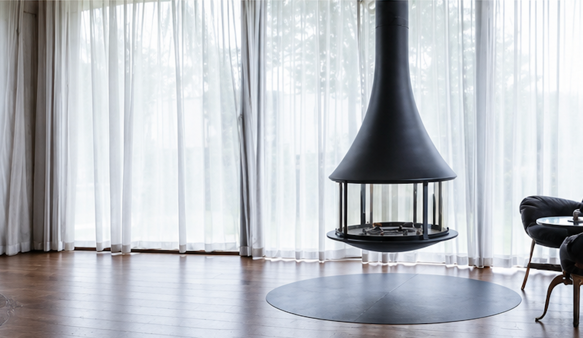 Muriel Suspended Glass Wood Burning Stove – 360° Panoramic Hanging Fireplace