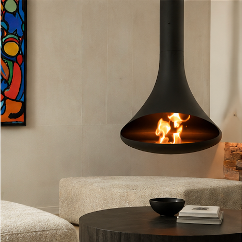 Blanche Suspended Wood Burning Stove – Sculptural Hanging Log Burner