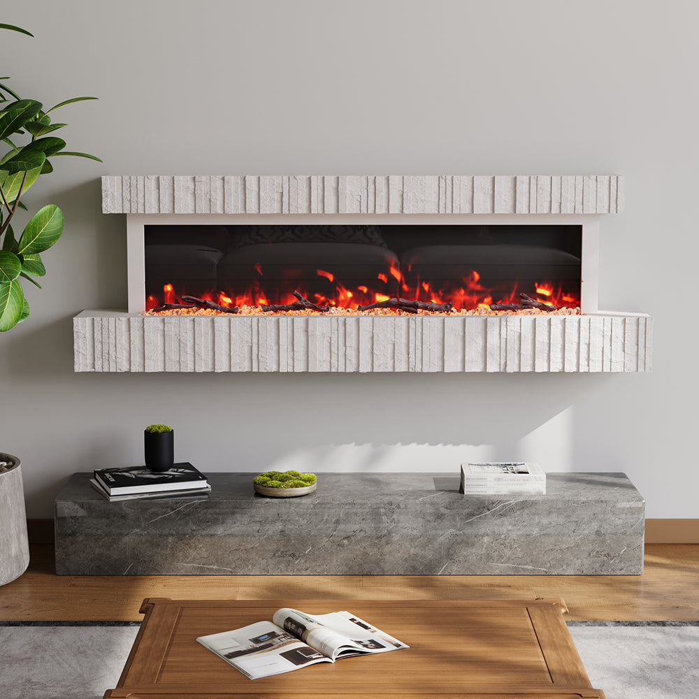 Wall Mounted Electric Fireplace with Adjustable Flame Brightness 1