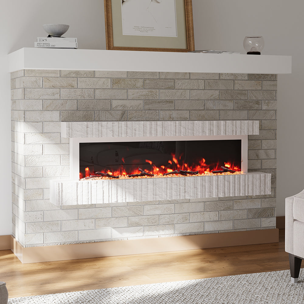 Wall Mounted Electric Fireplace with Adjustable Flame Brightness 3