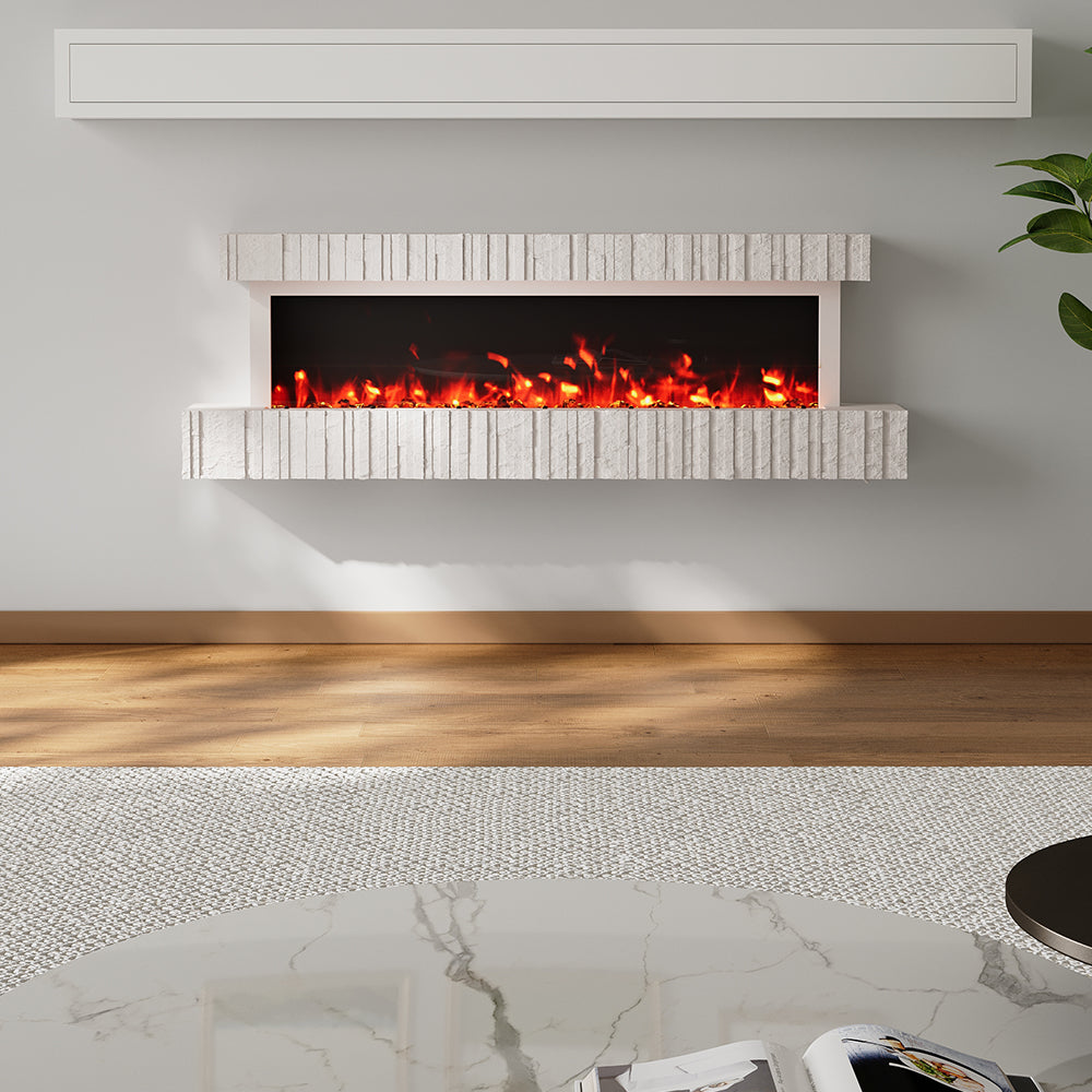 Wall Mounted Electric Fireplace with Adjustable Flame Brightness 5
