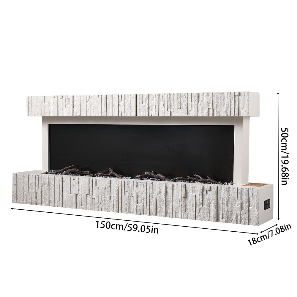 Wall Mounted Electric Fireplace with Adjustable Flame Brightness 7