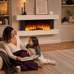 White Electric Fireplace & Surround, 1000W/2000W — Akari