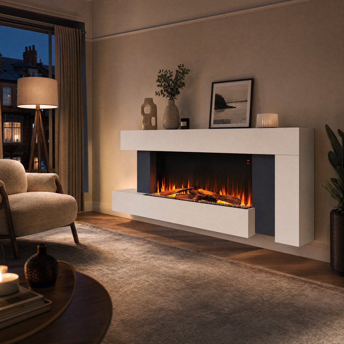 C-Frame Electric Fireplace with 7-Day Timer — Kanso