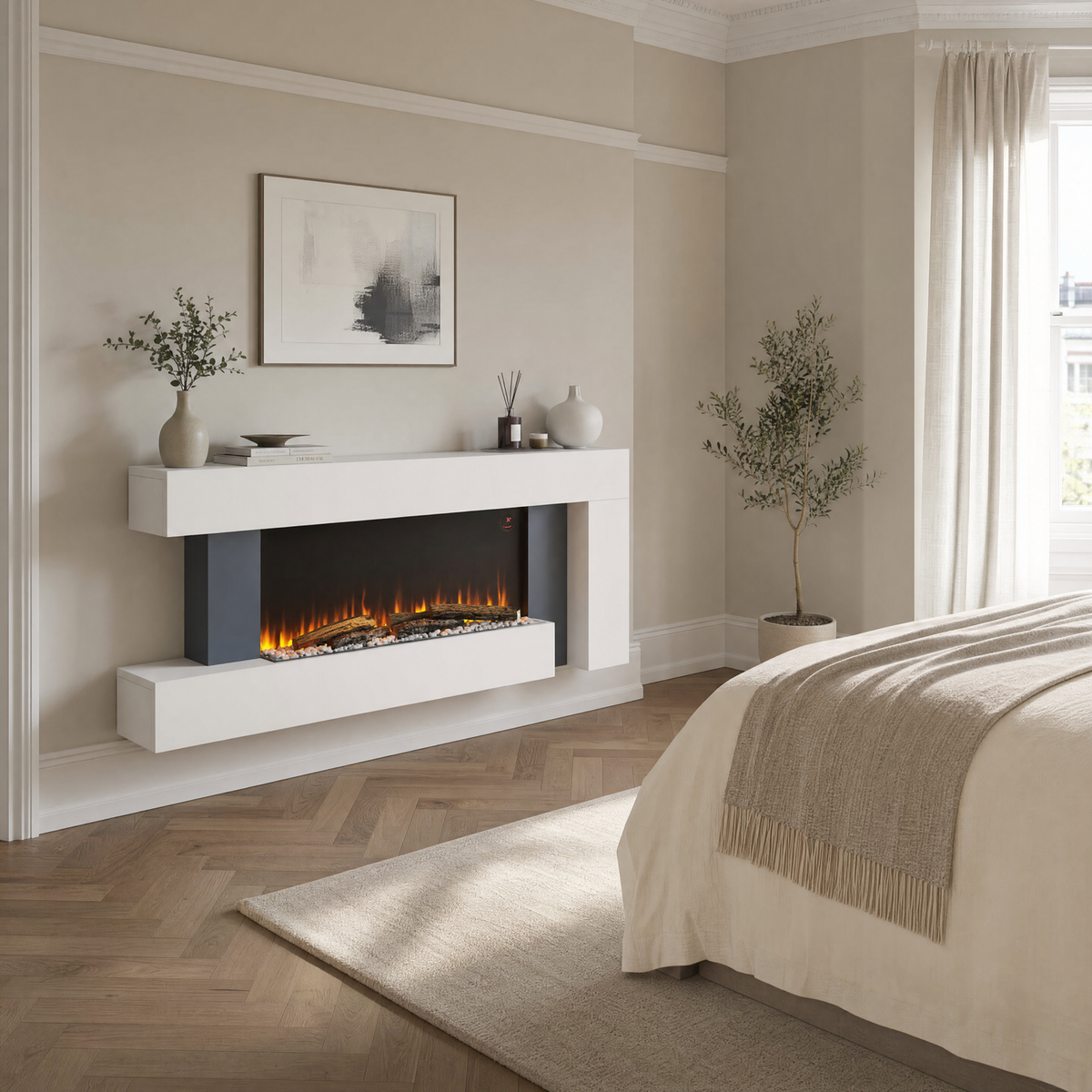 C-Frame Electric Fireplace with 7-Day Timer — Kanso