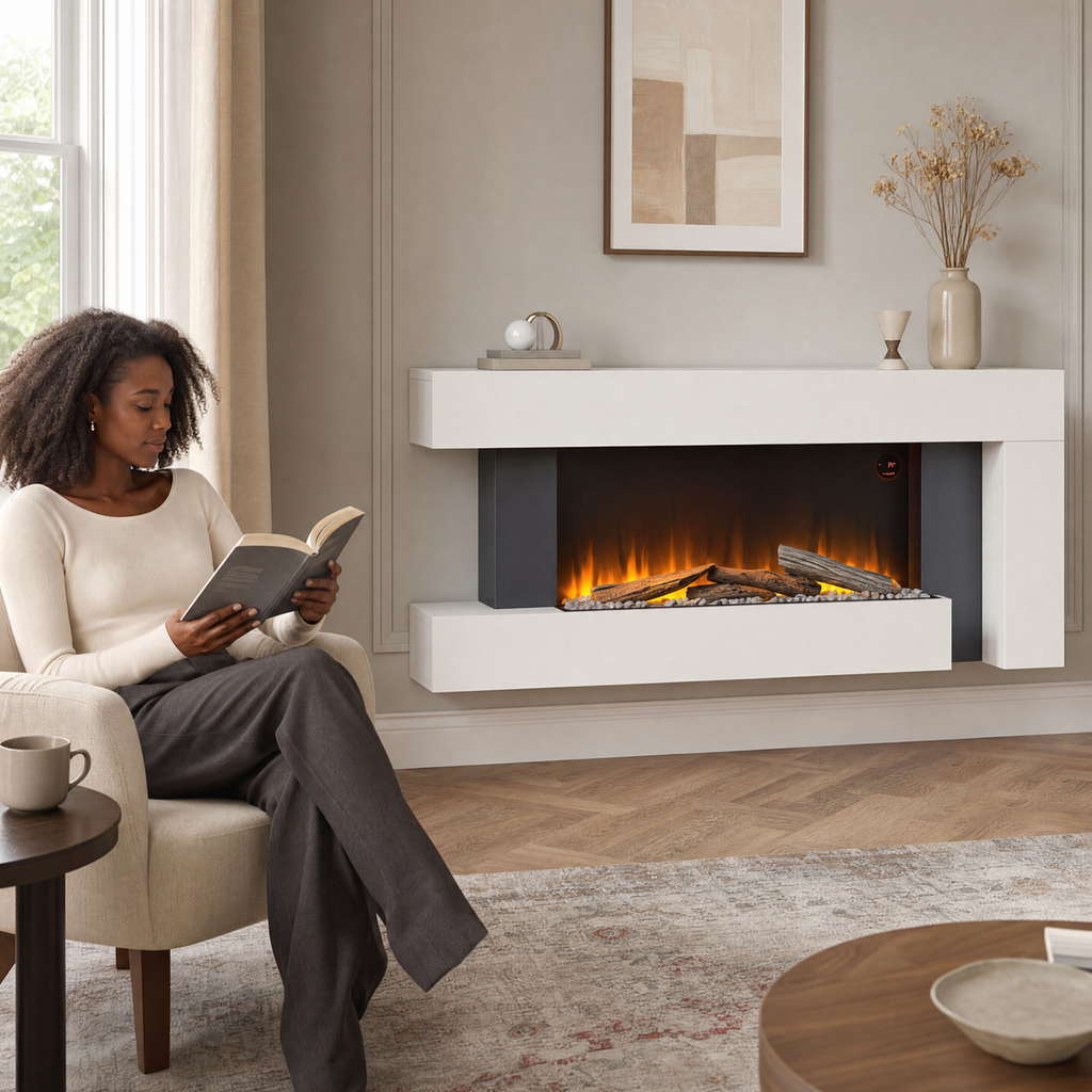 C-Frame Electric Fireplace with 7-Day Timer — Kanso