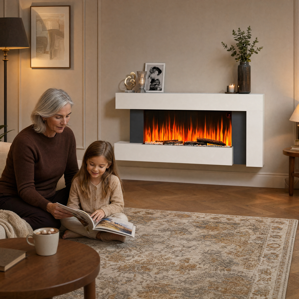 C-Frame Electric Fireplace with 7-Day Timer — Kanso