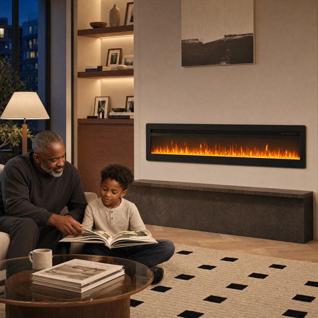 60″ Electric Fireplace with 12 Flame Colours — Sumi