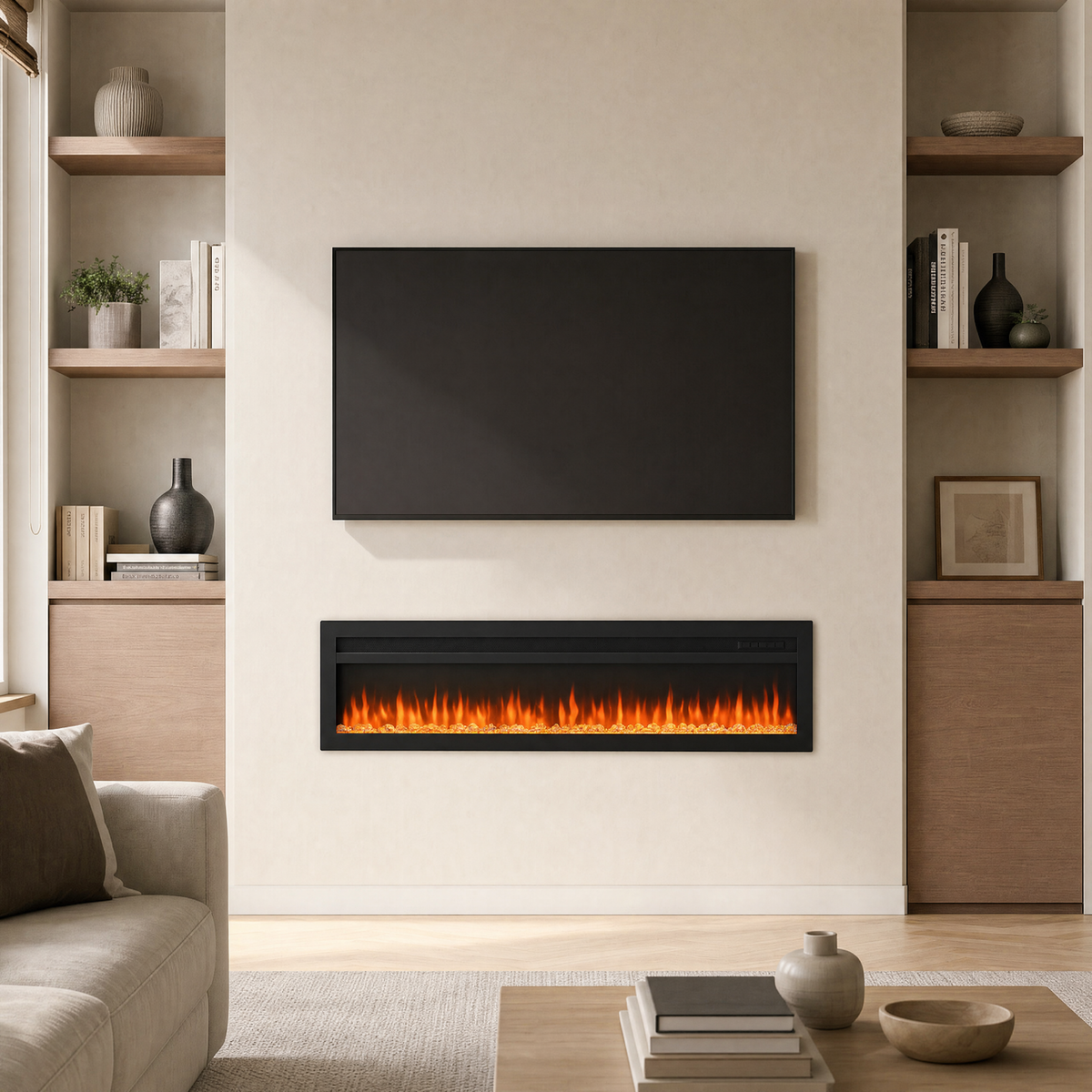 50″ Electric Fireplace with 12 Flame Colours — Ren