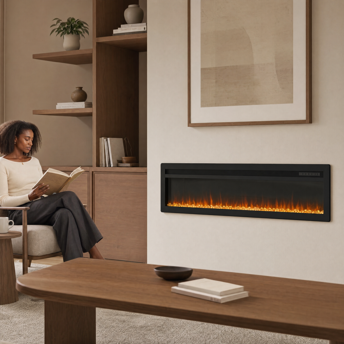 50″ Electric Fireplace with 12 Flame Colours — Ren