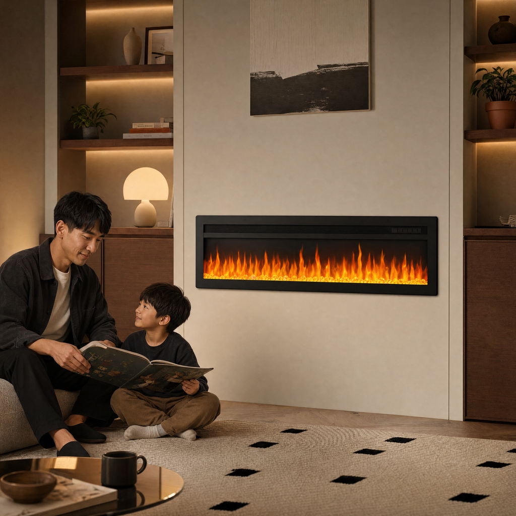 50″ Electric Fireplace with 12 Flame Colours — Ren