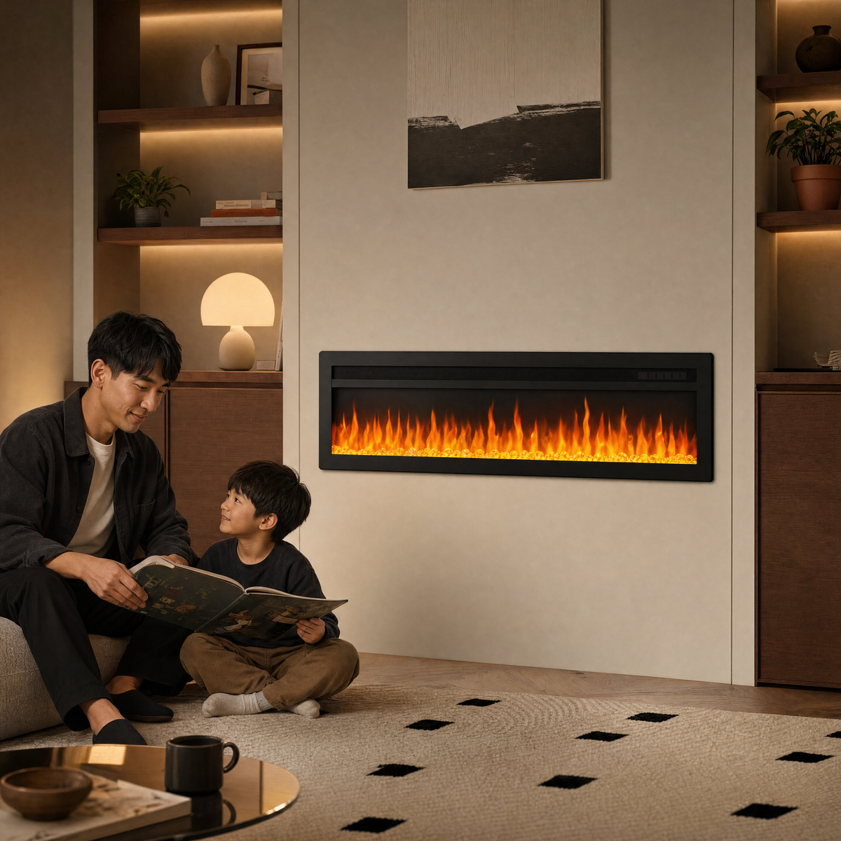 50″ Electric Fireplace with 12 Flame Colours — Ren