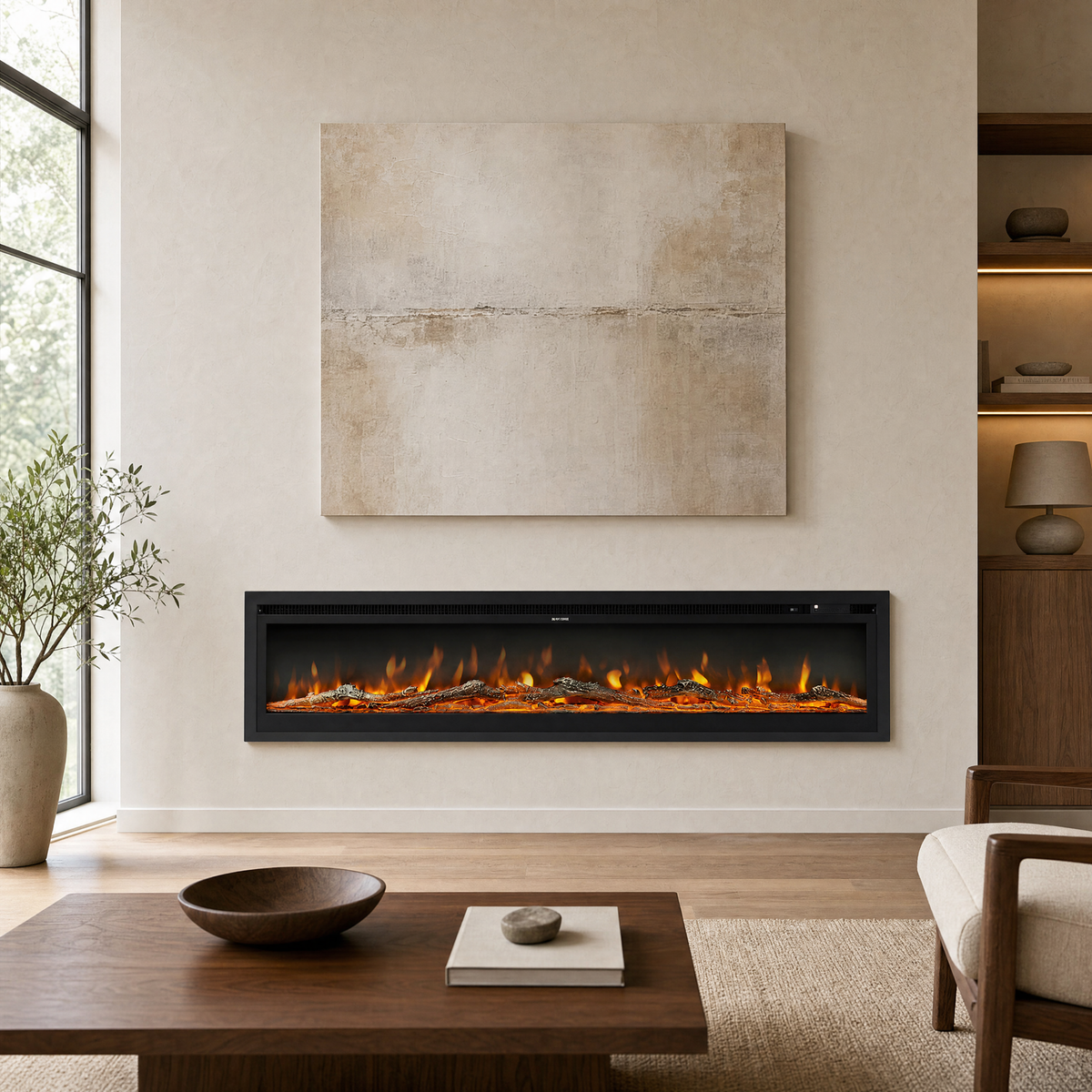 70/80″ Electric Fireplace with 12 Flame Colours — Hikari