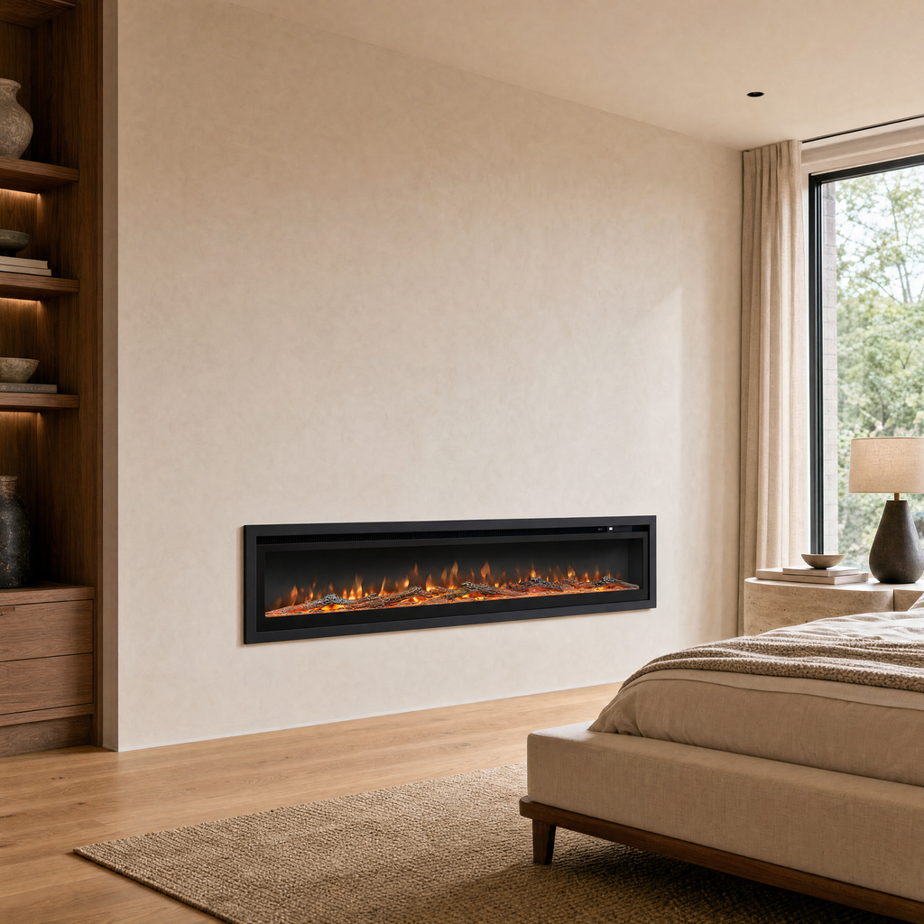 70/80″ Electric Fireplace with 12 Flame Colours — Hikari